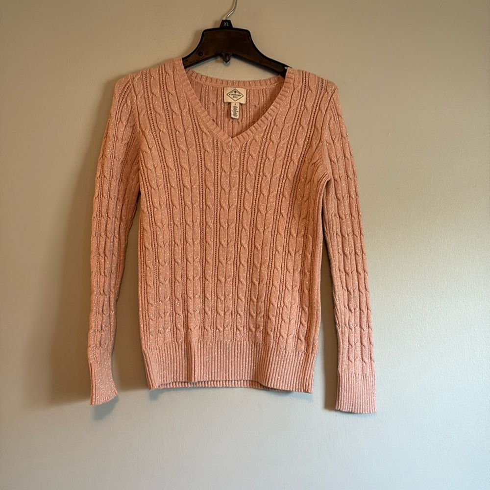 ST JOHN’S BAY PINK SWEATER, glittering, size small